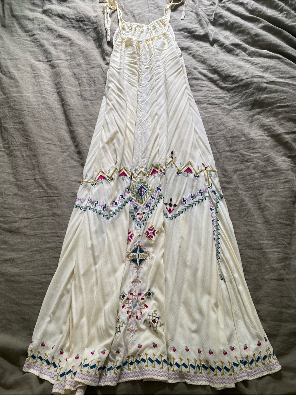 Anthropologie Cream Embroidered Boho Maxi Dress - Picture 4 of 6